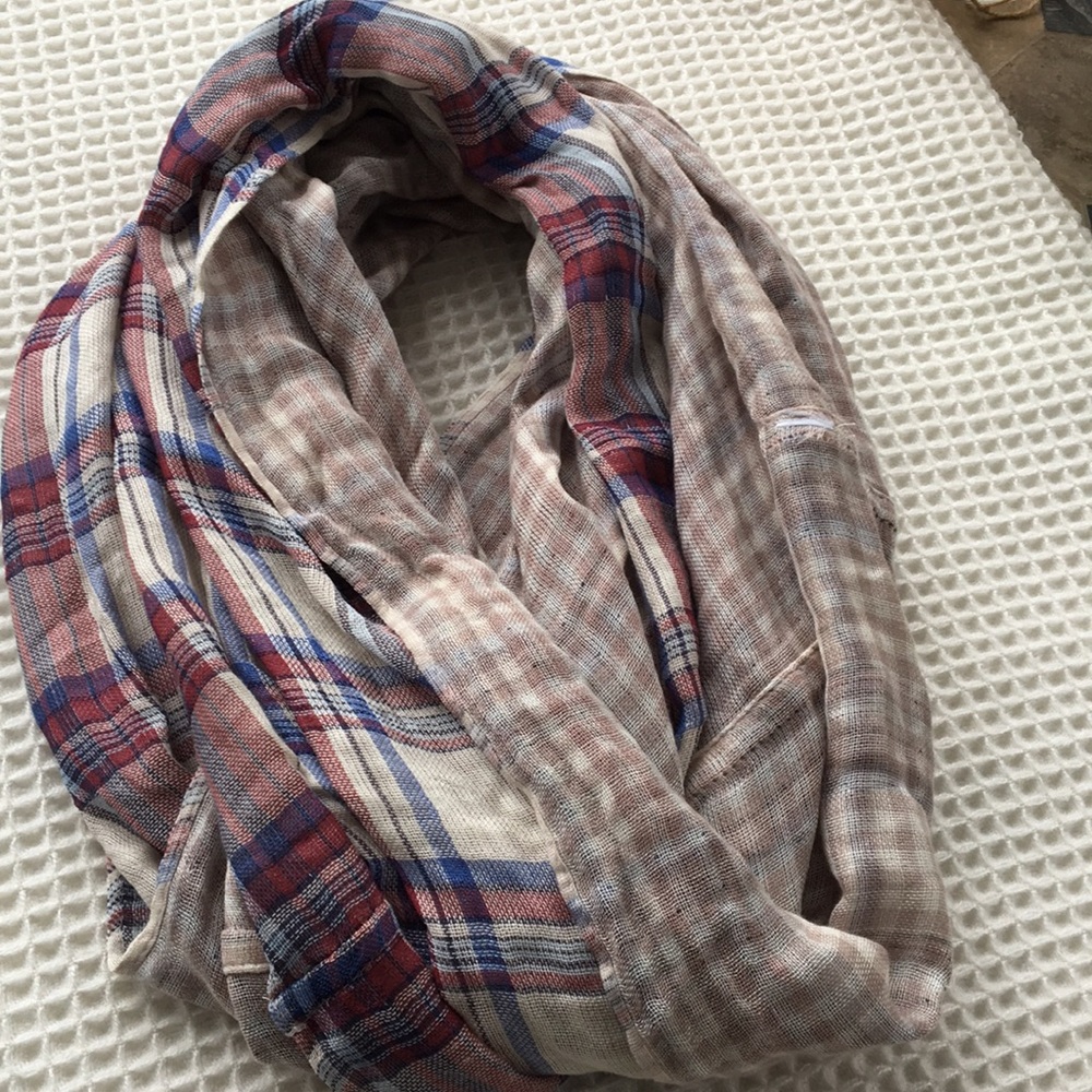 Plaid summer weight infinity scarf